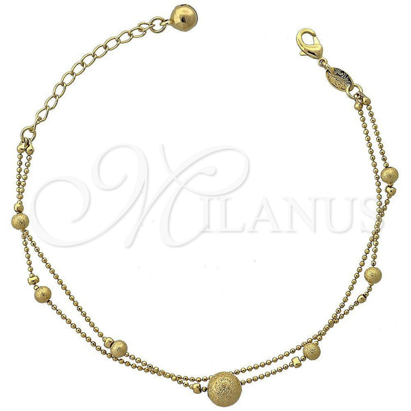 Pulsera Elegante 5.016.007.07 Oro Laminado, Diseño de Cascavel y Bola, Mate, Tono Dorado (09 MM Thickness, 9 Inches Length)