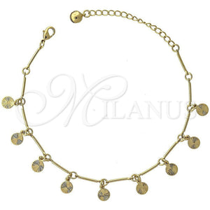 Pulsera de Dije 03.63.0372 Oro Laminado, Diamantado, Tono Dorado (12 MM Thickness, 9 Inches Length)