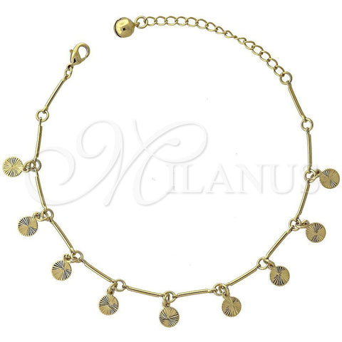 Pulsera de Dije 03.63.0372 Oro Laminado, Diamantado, Tono Dorado (12 MM Thickness, 9 Inches Length)