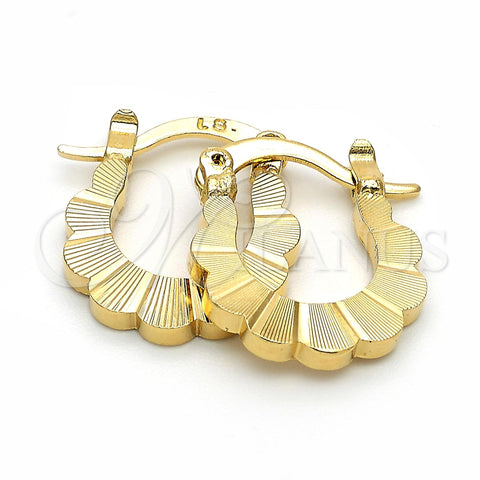 Argolla Pequeña 5.159.060 Oro Laminado, Diseño de Flor, Diamantado, Tono Dorado