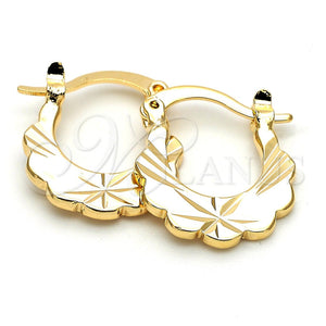 Argolla Pequeña 5.159.061 Oro Laminado, Diseño de Flor, Diamantado, Tono Dorado