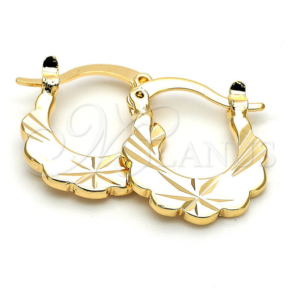 Argolla Pequeña 5.159.061 Oro Laminado, Diseño de Flor, Diamantado, Tono Dorado