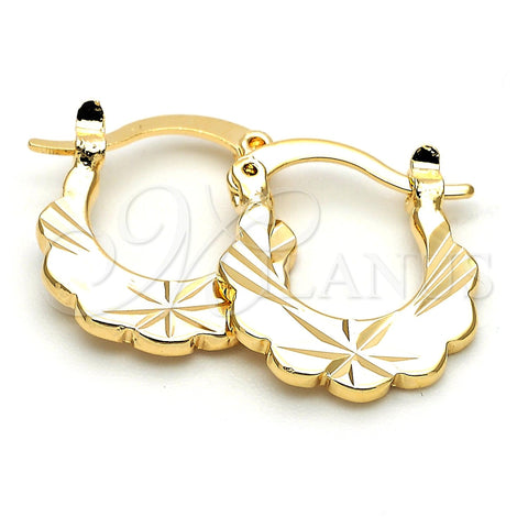 Argolla Pequeña 5.159.061 Oro Laminado, Diseño de Flor, Diamantado, Tono Dorado