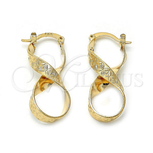 Argolla Mediana 5.147.044 Oro Laminado, Diseño de Torcido y Flor, Diamantado, Tono Dorado