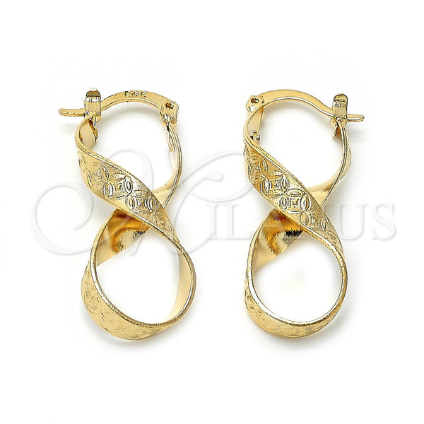 Argolla Mediana 5.147.044 Oro Laminado, Diseño de Torcido y Flor, Diamantado, Tono Dorado