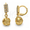 Arete Colgante 5.093.014 Oro Laminado, Diseño de Bola, con Zirconia Cubica Blanca, Diamantado, Tono Dorado
