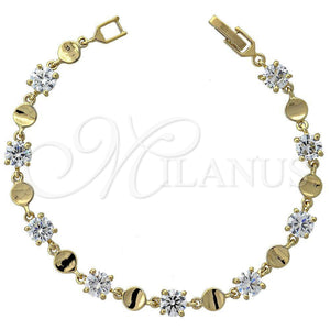 Pulsera Elegante 5.029.011 Oro Laminado, con Blanca Zirconia Cubica, Pulido, Tono Dorado (06 MM Thickness, 7 Inches Length)
