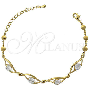 Pulsera Elegante 5.028.009 Oro Laminado, Diseño de Ojo Griego, con Blanca Zirconia Cubica, Pulido, Tono Dorado (07 MM Thickness, 8 Inches Length)