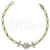 Pulsera Elegante 5.027.011 Oro Laminado, Diseño de Flor, con Blanca Zirconia Cubica, Pulido, Tono Dorado (12 MM Thickness, 7 Inches Length)