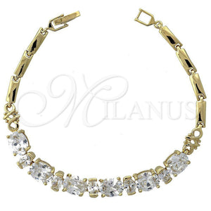 Pulsera Elegante 5.027.001 Oro Laminado, con Blanca Zirconia Cubica, Pulido, Tono Dorado (07 MM Thickness, 8 Inches Length)