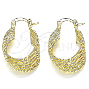 Argolla Pequeña 5.147.035.20 Oro Laminado, Diseño de Torcido, Diamantado, Tono Dorado