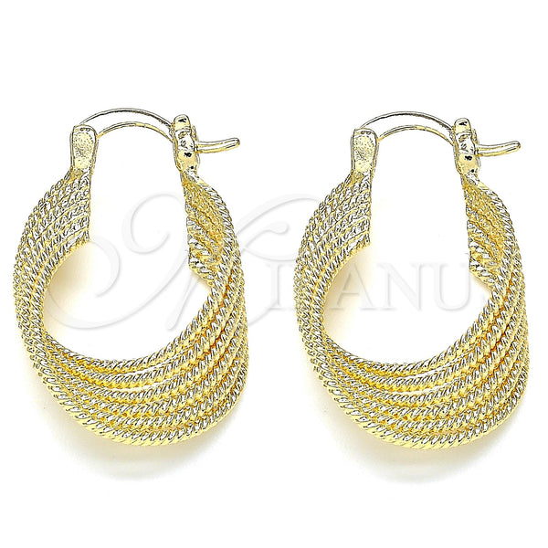 Argolla Pequeña 5.147.035.20 Oro Laminado, Diseño de Torcido, Diamantado, Tono Dorado