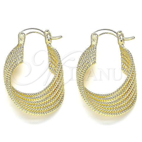 Argolla Pequeña 5.147.035.20 Oro Laminado, Diseño de Torcido, Diamantado, Tono Dorado