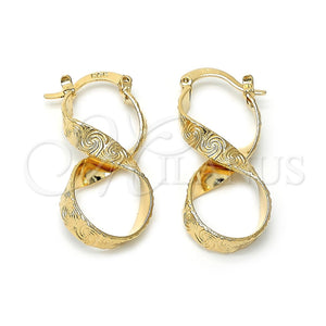Argolla Mediana 5.147.044.1 Oro Laminado, Diseño de Torcido y Espiral, Diamantado, Tono Dorado