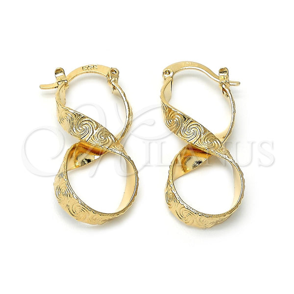 Argolla Mediana 5.147.044.1 Oro Laminado, Diseño de Torcido y Espiral, Diamantado, Tono Dorado