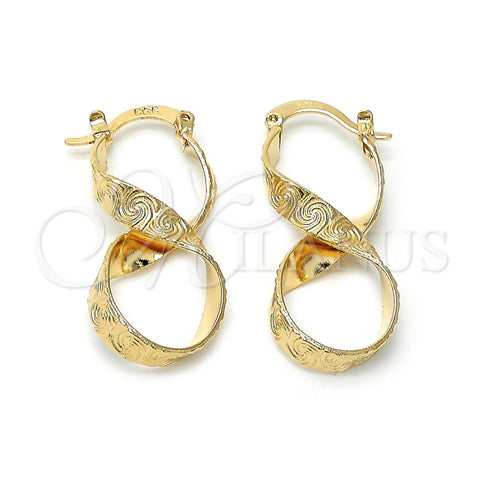 Argolla Mediana 5.147.044.1 Oro Laminado, Diseño de Torcido y Espiral, Diamantado, Tono Dorado