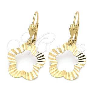 Arete Colgante 02.63.1001 Oro Laminado, Diseño de Flor, Pulido, Tono Dorado