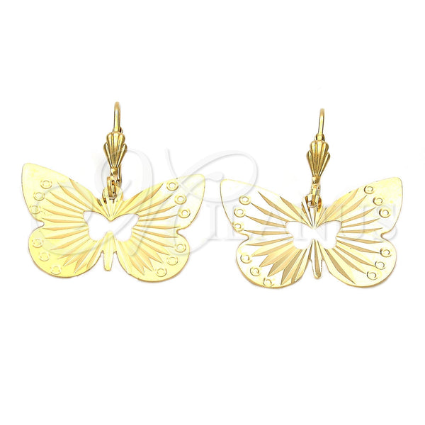 Arete Colgante 5.094.007 Oro Laminado, Diseño de Mariposa, Diamantado, Tono Dorado