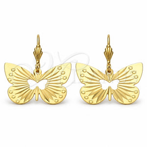 Arete Colgante 5.094.007 Oro Laminado, Diseño de Mariposa, Diamantado, Tono Dorado