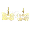 Arete Colgante 5.094.007 Oro Laminado, Diseño de Mariposa, Diamantado, Tono Dorado
