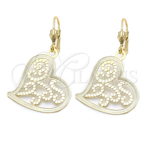 Arete Colgante 5.081.005 Oro Laminado, Diseño de Corazón, Pulido, Tono Dorado