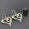 Arete Colgante 5.079.013 Oro Laminado, Diseño de Corazón, Diamantado, Tono Dorado