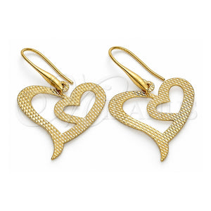 Arete Colgante 5.079.013 Oro Laminado, Diseño de Corazón, Diamantado, Tono Dorado