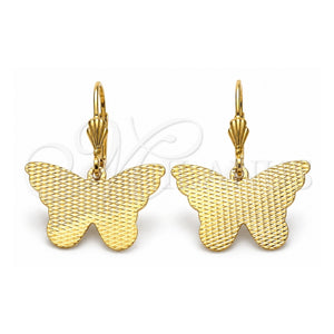 Arete Colgante 5.096.009 Oro Laminado, Diseño de Mariposa, Diamantado, Tono Dorado