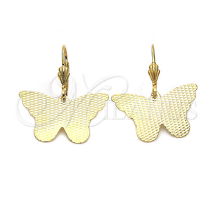 Arete Colgante 5.096.009 Oro Laminado, Diseño de Mariposa, Diamantado, Tono Dorado