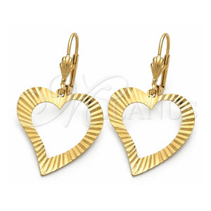 Arete Colgante 02.63.0996 Oro Laminado, Diseño de Corazón, Pulido, Tono Dorado