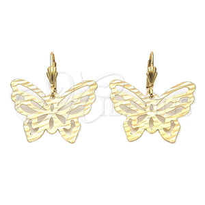 Arete Colgante 5.106.011 Oro Laminado, Diseño de Mariposa, Diamantado, Tono Dorado