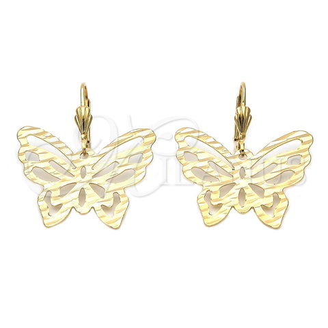 Arete Colgante 5.106.011 Oro Laminado, Diseño de Mariposa, Diamantado, Tono Dorado