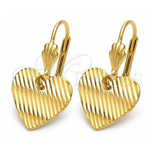 Arete Colgante 02.63.1008 Oro Laminado, Diseño de Corazón, Pulido, Tono Dorado