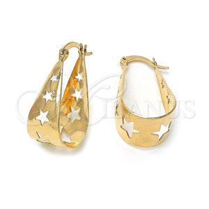 Argolla Mediana 5.152.015 Oro Laminado, Diseño de Estrella, Pulido, Tono Dorado