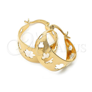 Argolla Mediana 5.152.016 Oro Laminado, Diseño de Flor, Pulido, Tono Dorado