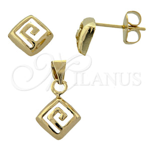 Juego de Arete y Dije de Adulto 10.63.0318 Oro Laminado, Pulido, Tono Dorado