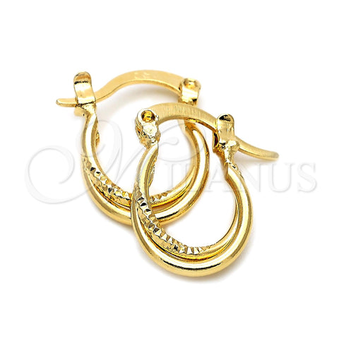 Argola de Niño 5.142.009 Oro Laminado, Diseño de Torcido, Diamantado, Tono Dorado