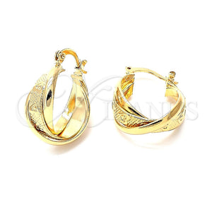 Argolla Pequeña 5.142.019 Oro Laminado, Diseño de Corazón y Infinito, Diamantado, Tono Dorado