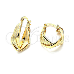 Argolla Pequeña 5.155.034 Oro Laminado, Diseño de Torcido, Diamantado, Tono Dorado