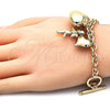 Pulsera de Dije 5.004.011.08 Oro Laminado, Diseño de Corazón y Amor, Pulido, Tono Dorado (0.35 Gauge, 8 Inches Length)