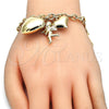 Pulsera de Dije 5.004.011.08 Oro Laminado, Diseño de Corazón y Amor, Pulido, Tono Dorado (0.35 Gauge, 8 Inches Length)