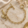 Pulsera de Dije 5.023.005 Oro Laminado, Diseño de Delfín, Diamantado, Tono Dorado (Grosor 06 MM, 7 Pulgadas de Largo)