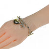 Pulsera de Dije 5.020.004 Oro Laminado, Diseño de Angel y Corazón, Diamantado, Tono Dorado (06 MM Thickness, 7 Inches Length)