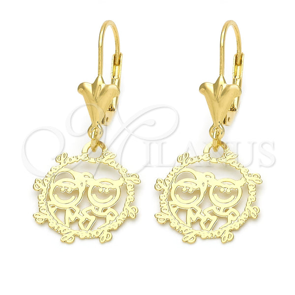 Arete Colgante 02.21.0217 Oro Laminado, Pulido, Tono Dorado