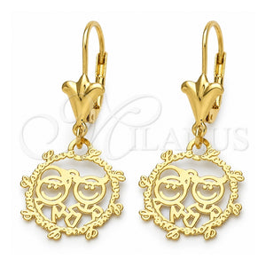 Arete Colgante 02.21.0217 Oro Laminado, Pulido, Tono Dorado