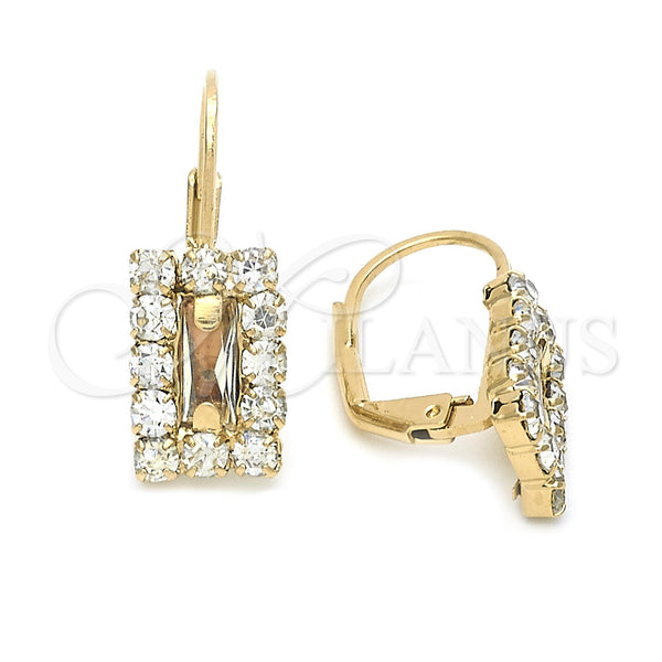 Arete Gancho Frances 5.125.021 Oro Laminado, con Blanca Zirconia Cubica, Pulido, Tono Dorado