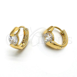 Argolla Huggie 5.132.024.1 Oro Laminado, con Blanca Zirconia Cubica, Pulido, Tono Dorado