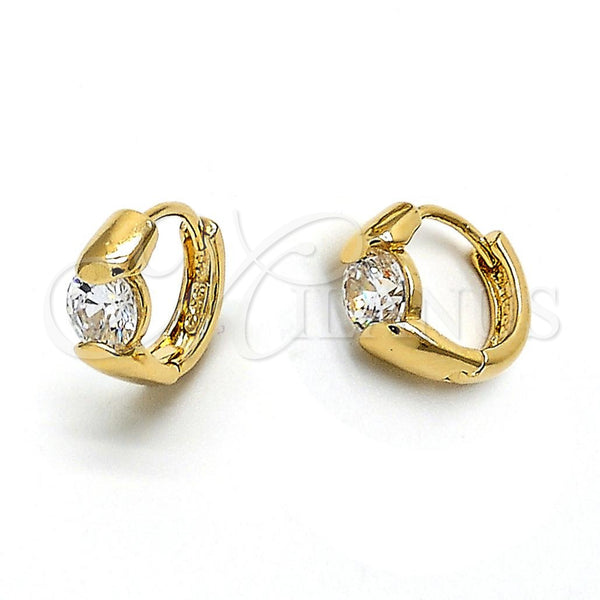 Argolla Huggie 5.132.024.1 Oro Laminado, con Blanca Zirconia Cubica, Pulido, Tono Dorado