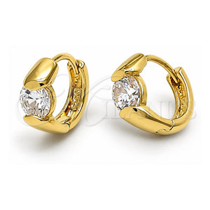 Argolla Huggie 5.132.024.1 Oro Laminado, con Blanca Zirconia Cubica, Pulido, Tono Dorado