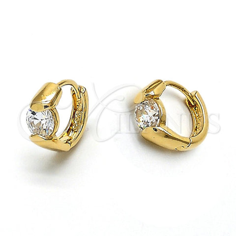 Argolla Huggie 5.132.024.1 Oro Laminado, con Blanca Zirconia Cubica, Pulido, Tono Dorado